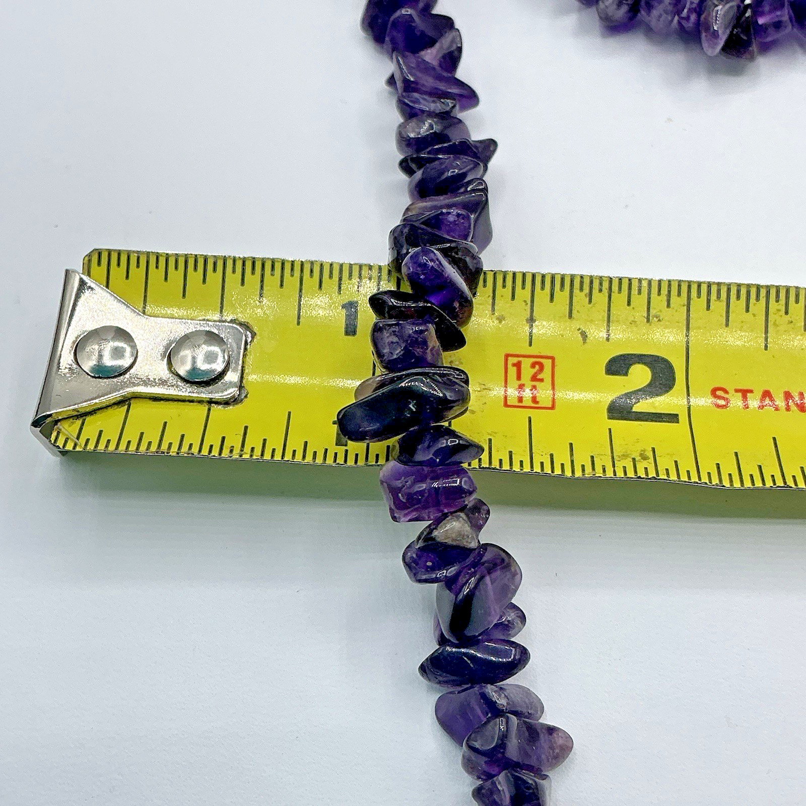 Chunky Purple Amethyst Chip Bead 36″ Polished Gem Stone Necklace No Clasp