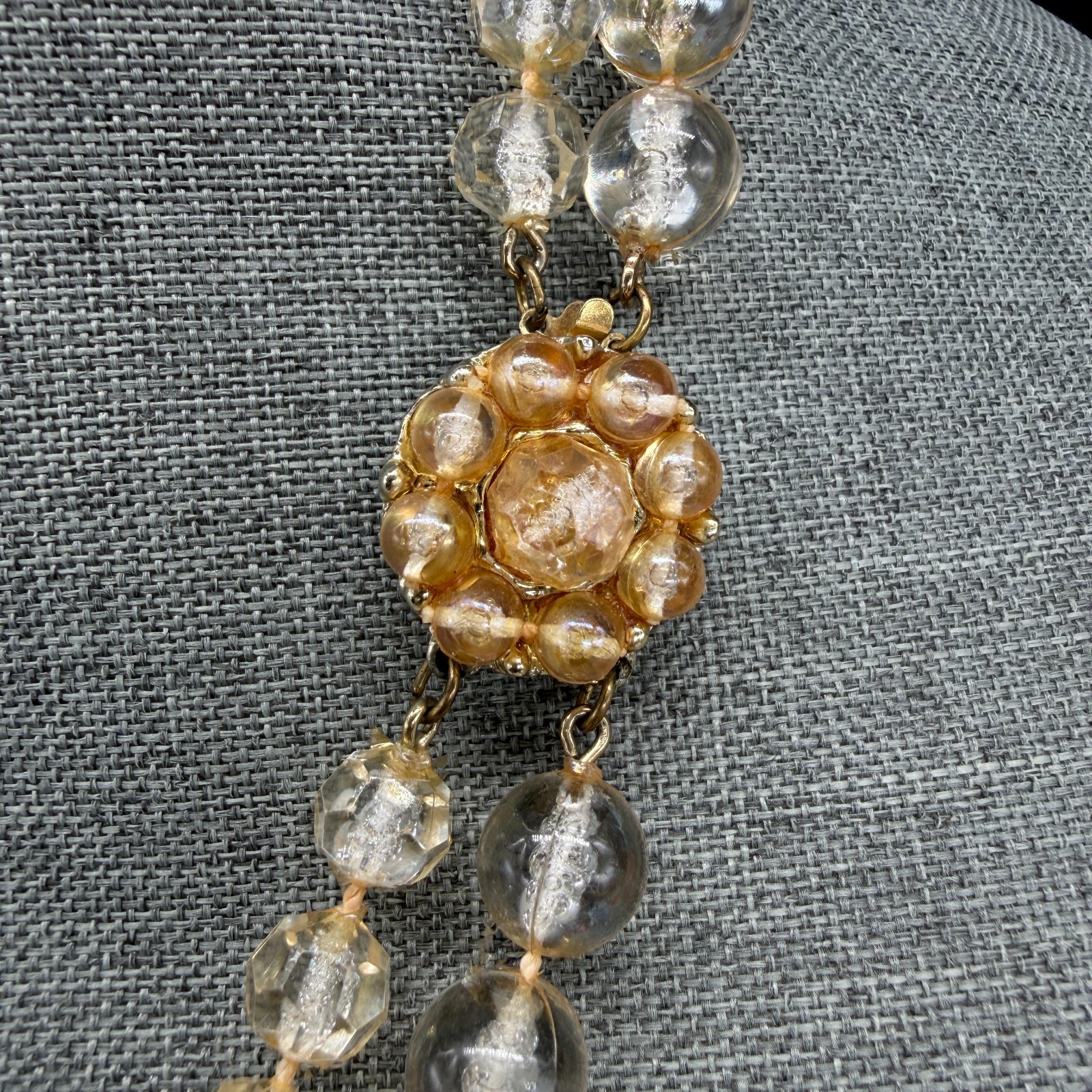 Vintage Necklace Golden Acrylic Beads Double Strand 22 Inches