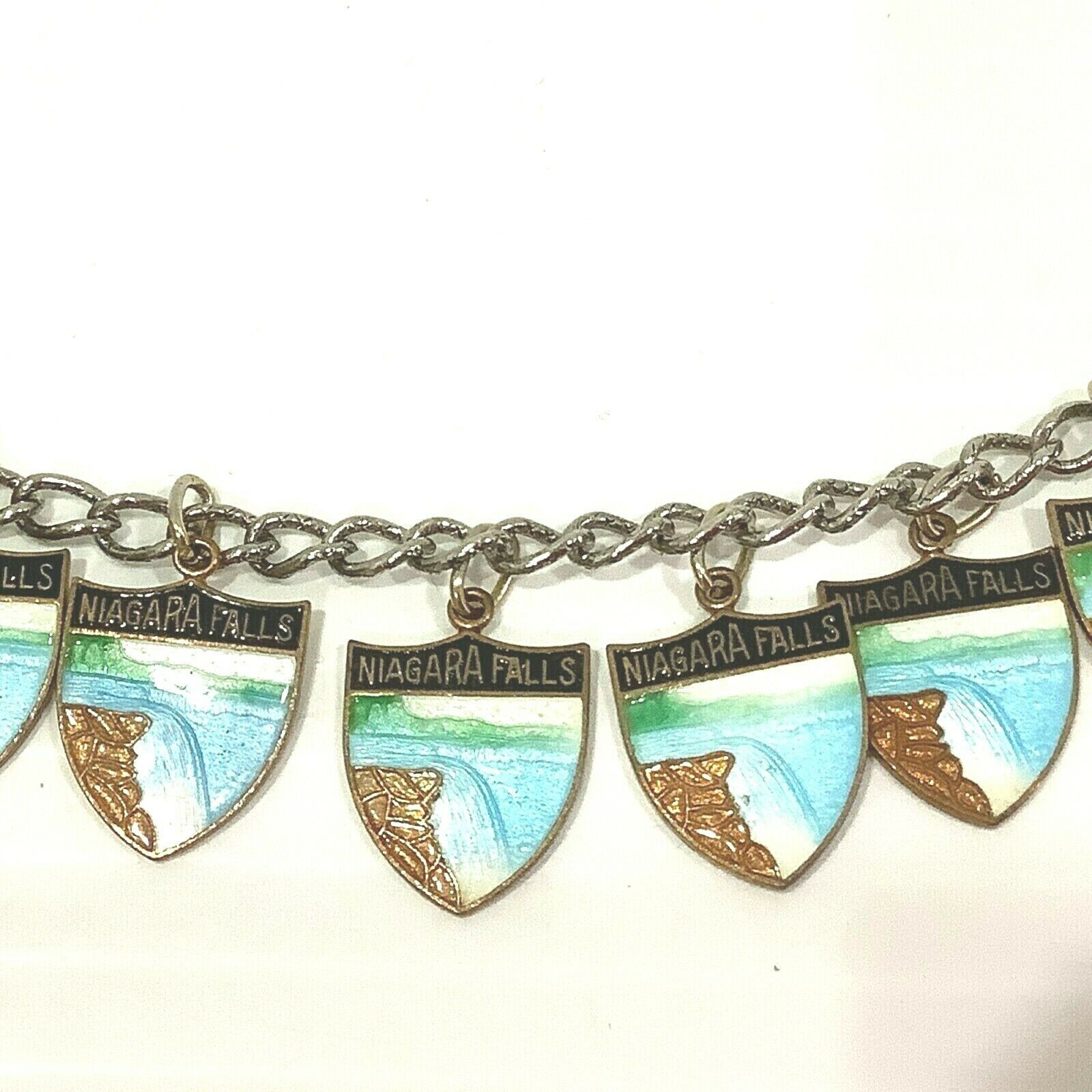 Vintage Charm Bracelet Niagara Falls Souvenir Shield Travel Memorabilia Jewelry
