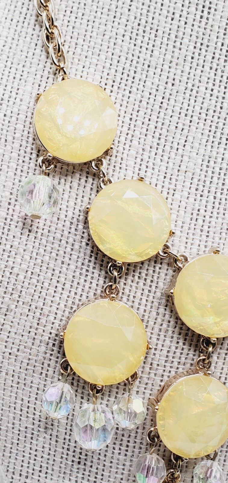 20 – 23 inch Yellow and Clear stone Flat Faceted Round Stone Necklace bl01