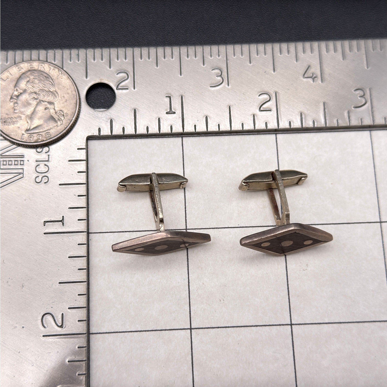 Vintage Wood Sterling Silver Taxco 980 Cufflinks