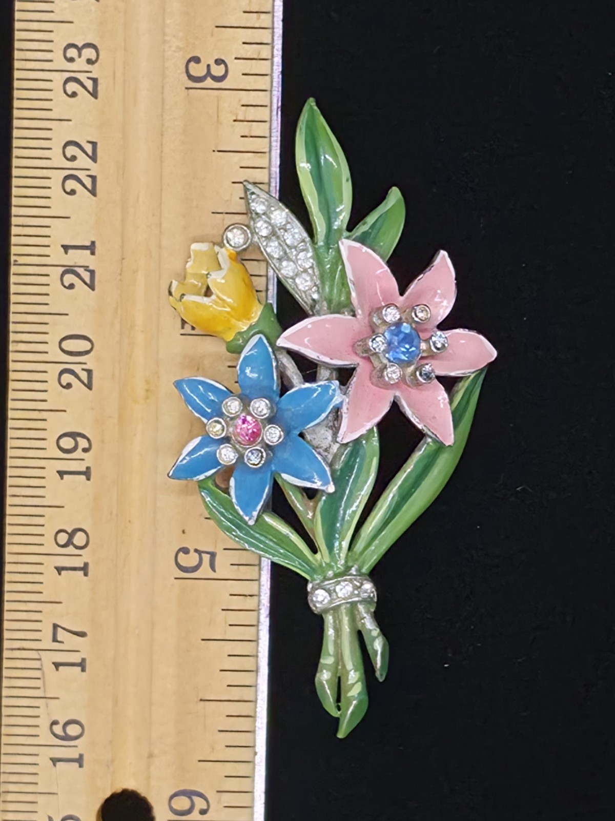 Vtg 1930s Coro Style Floral Bouquet Spray Brooch Pin