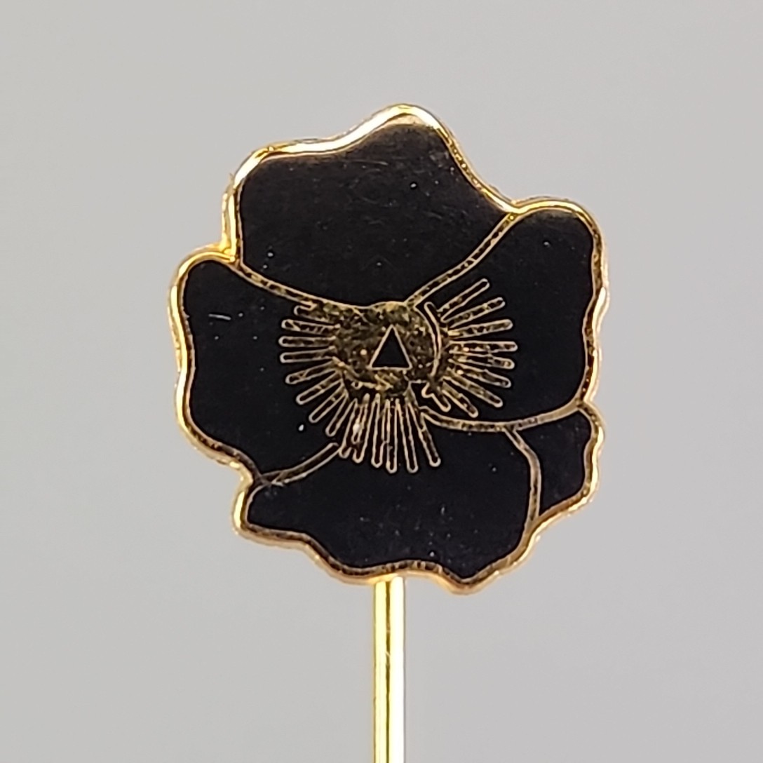 Vintage Flower Stick Pin Black Gold Plated 1cm Kappa Alpha Theta Sorority