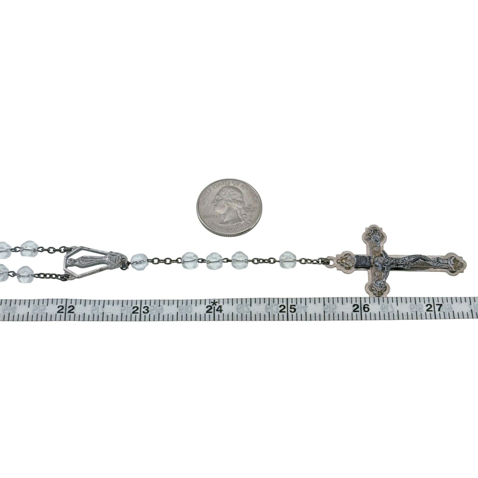 Vintage INRI Italy Sterling Silver 925 | Crystal Beaded Crucifix Rosary