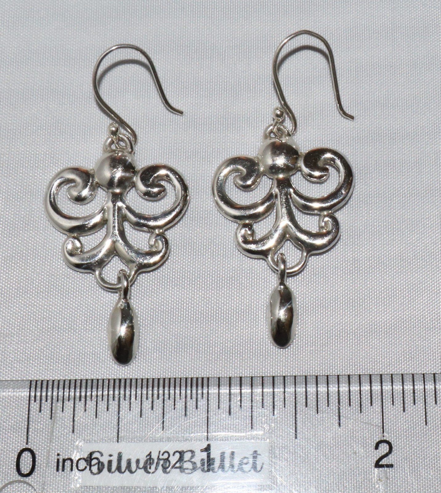 Vintage Sterling Silver ATI Filigree Scrolled Dangle Earrings 10 grams