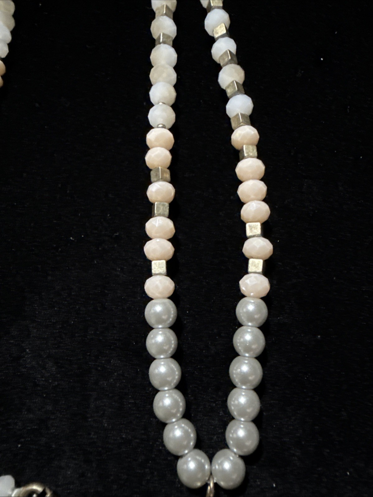 Loft Tassel Fringe Long Pink Crystal Beads Necklace Flapper Vintage 32” (lot#91)