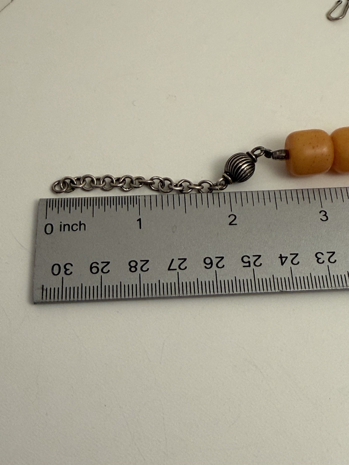 Vtg 925 Sterling Butterscotch Bakelite 17” Necklace BarrelBeads 1cm Tested 85.6g