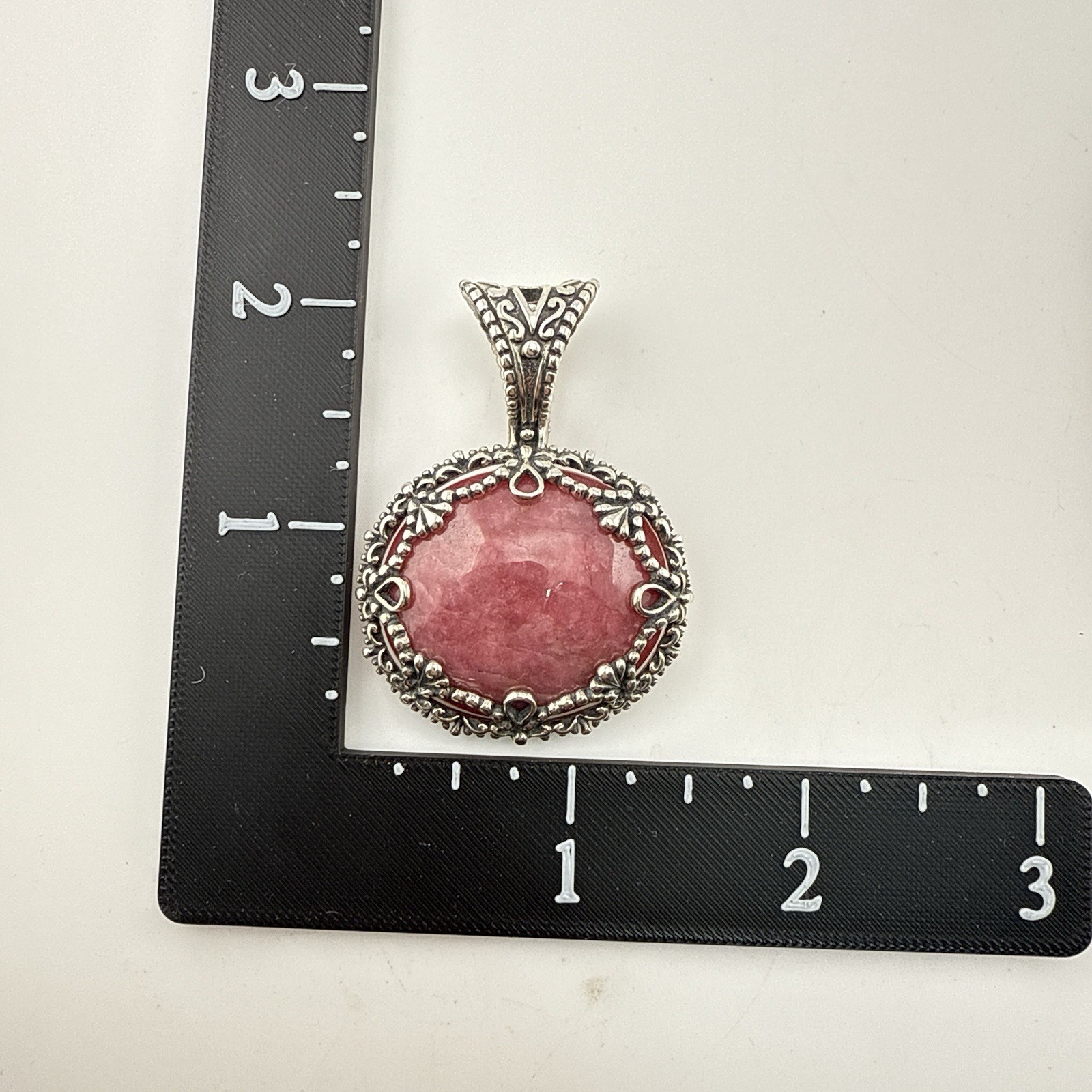 Carolyn Pollack Necklace Set Pink Rhodonite Sterling Silver 925 Pendant Beaded