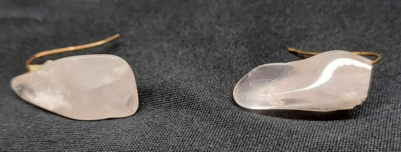 Vintage Rose Quartz Natural Stone Goldtone Pierced Earrings – STUNNING!