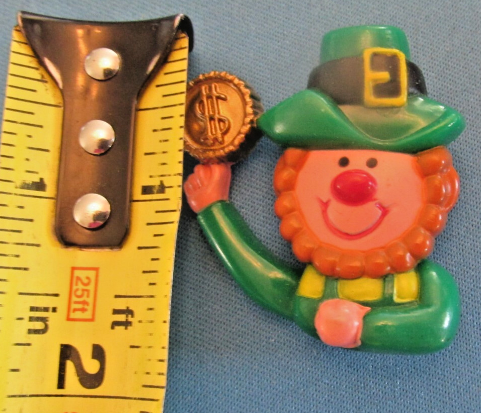 VTG Lucky Leprechaun Figure Brooch St Patrick’s Day Costume Jewelry