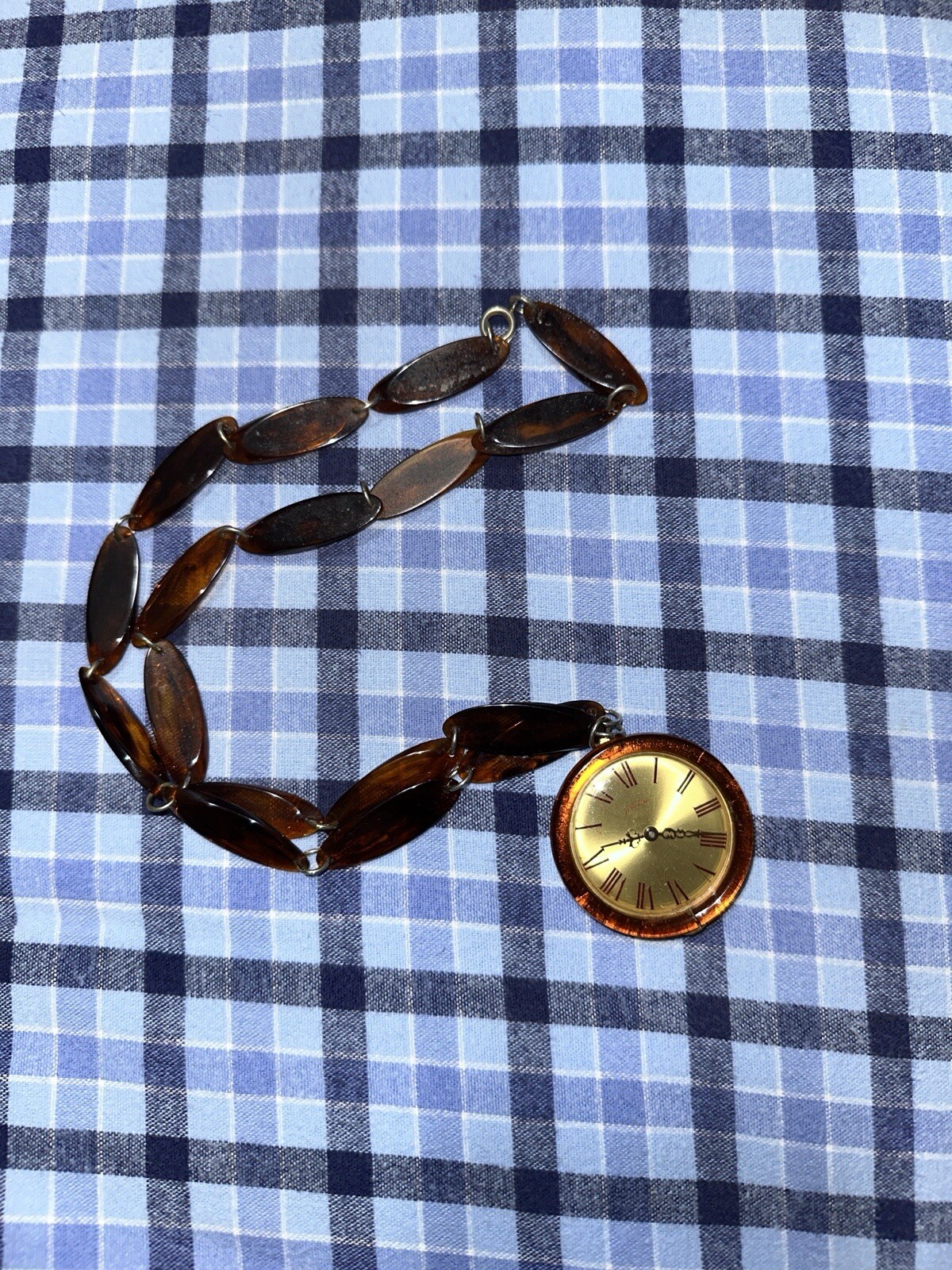 Estate 60s Rare Rootbeer Bakelite Necklace Endura Watch Co WORKS Pocket Watch