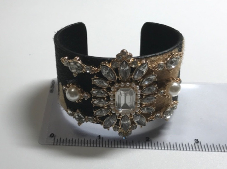 Vintage Cuff Bracelet Faux Fur Rhinestones Faux Pearls Statement Runway
