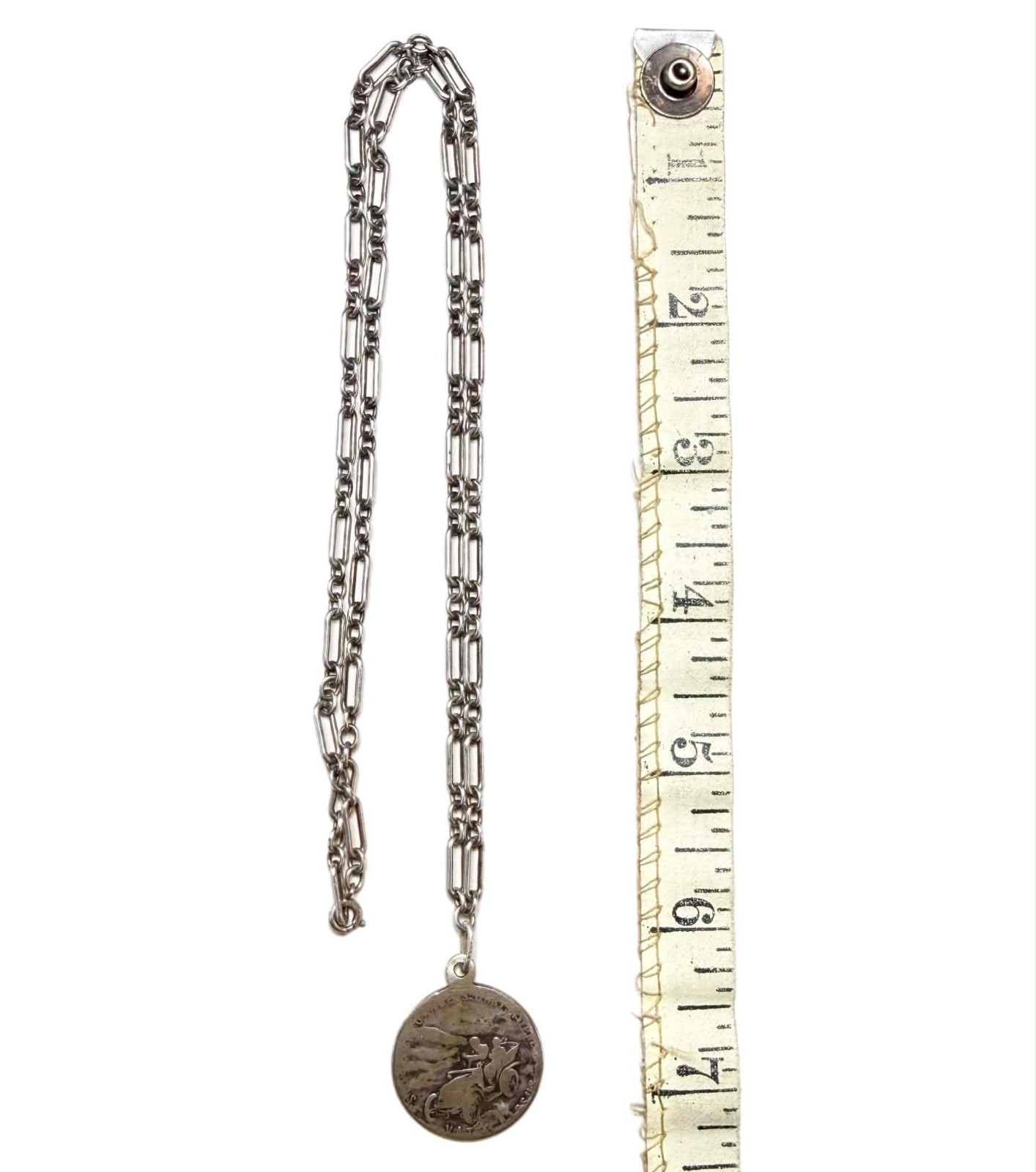 LUX Antique St Christopher Pendant Necklace, Double Sided, Sterling Silver