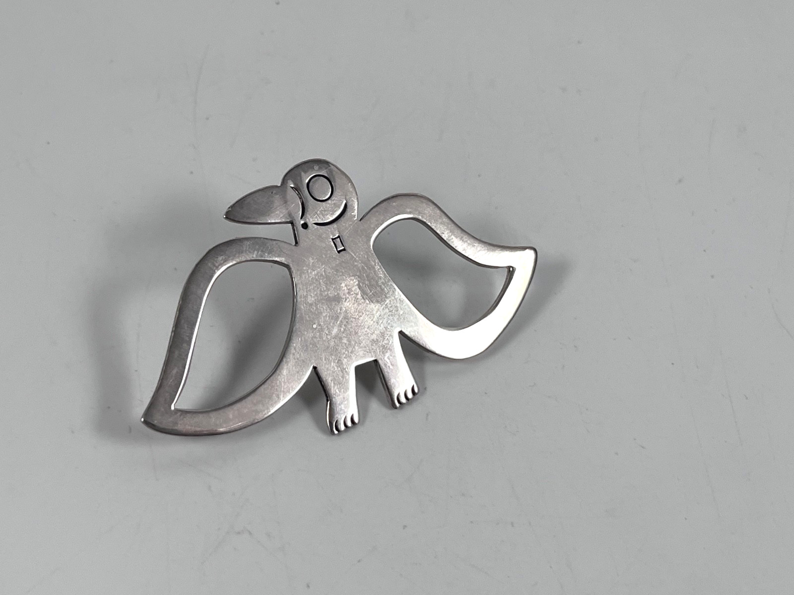VINTAGE FORBES STERLING SILVER MODERNIST TUNDERBIRD PENDANT PIN BROOCH