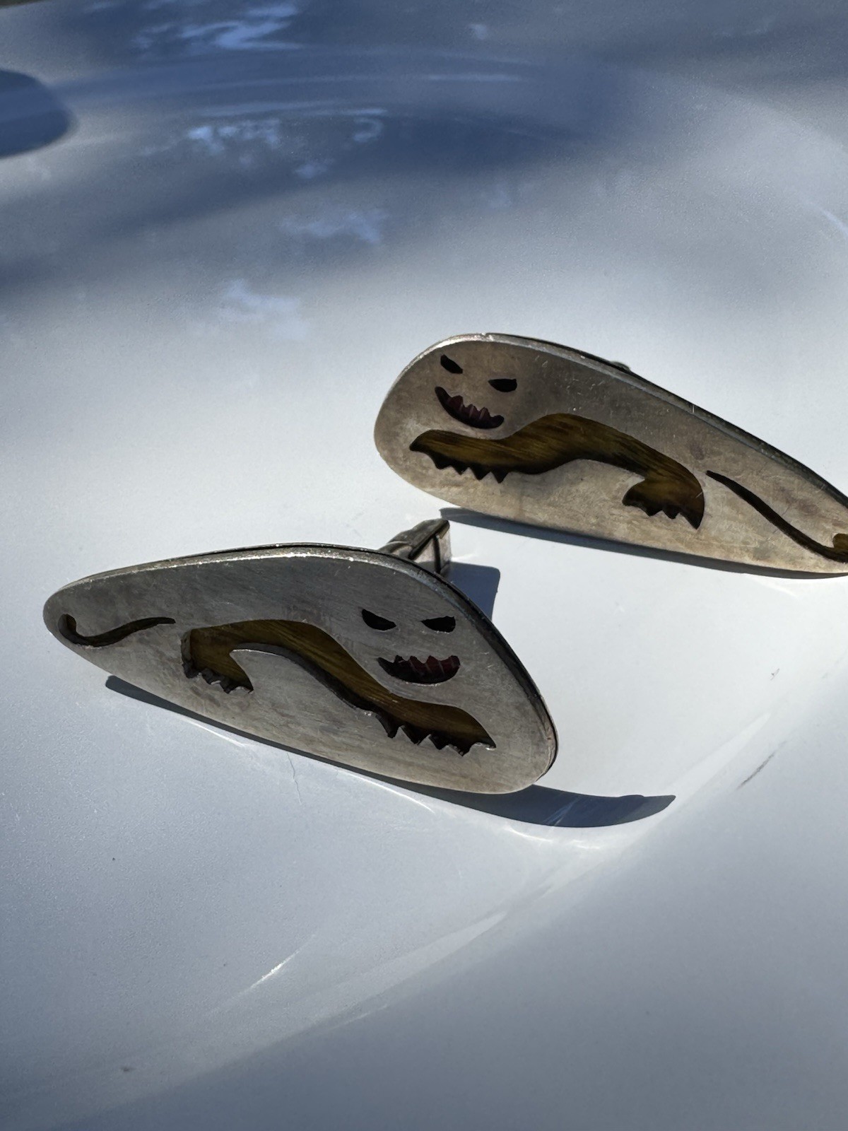 Sterling Silver LOS CASTILLO jaguar cufflinks vintage