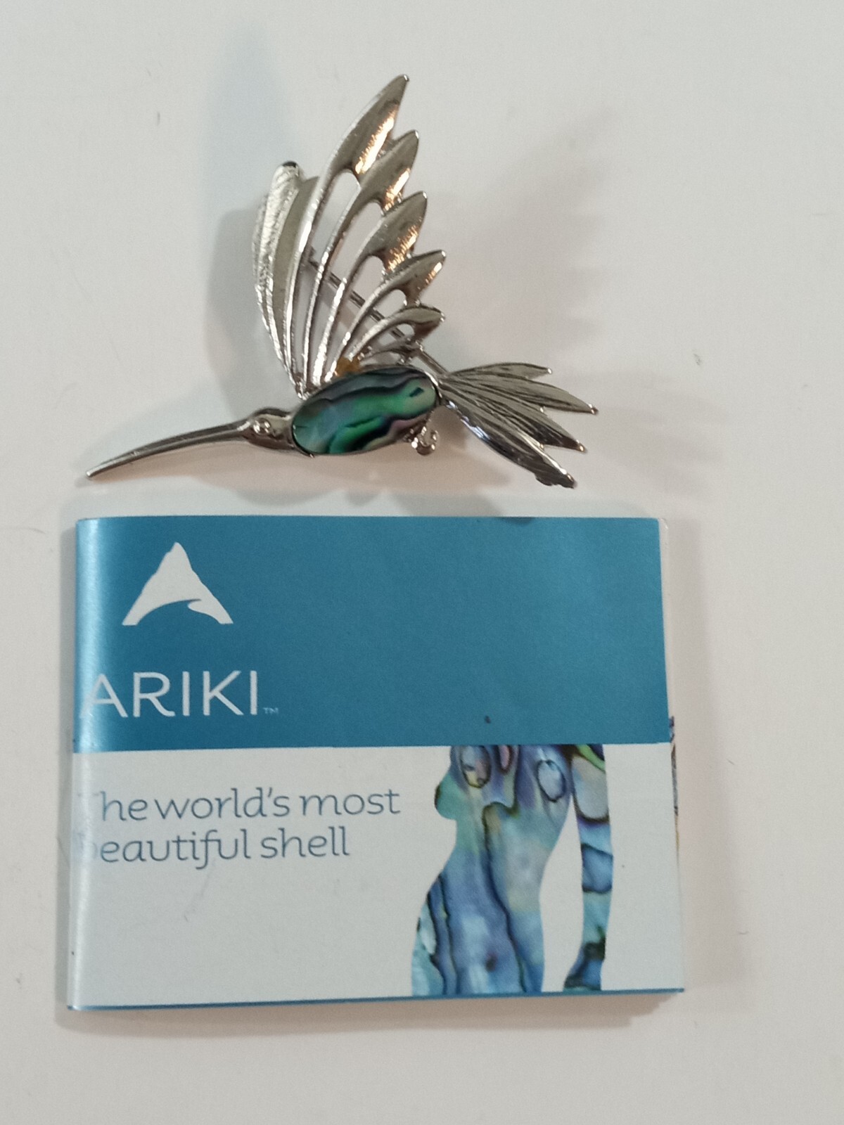 Ariki Paua Shell from New Zealand Hummingbird Brooch Pin