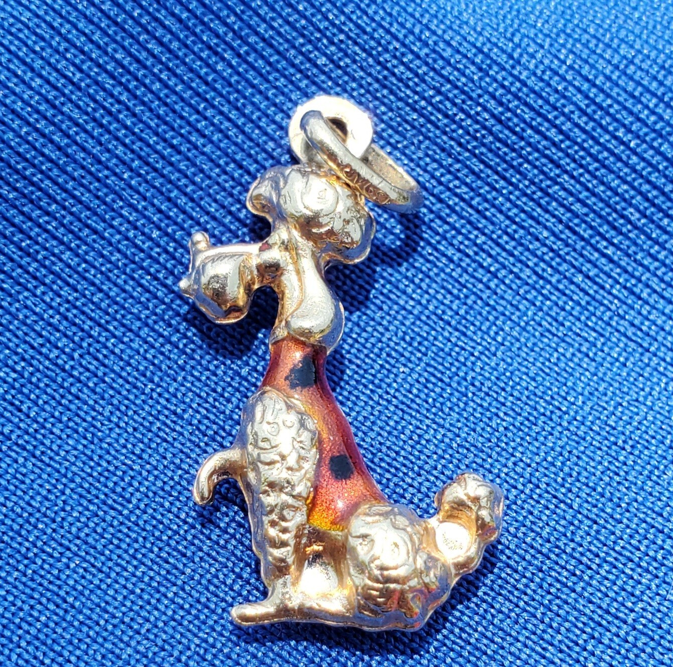 Original 14K GOLD Dog Pendant Exotic Rare Poodle Enamel Vest k9 Charm Medallion