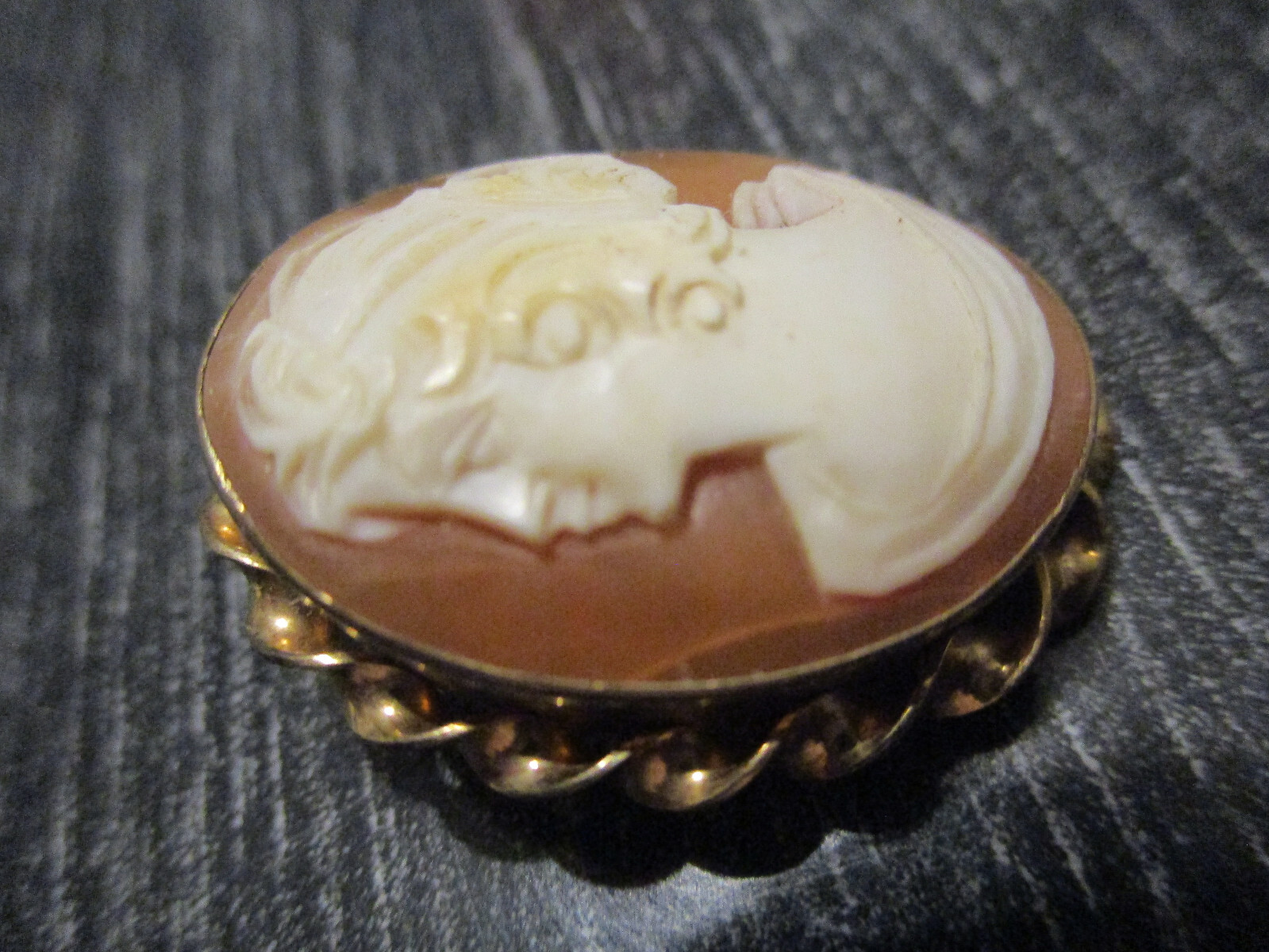 Antique Victorian Gold Filled GF Carved Shell Cameo Lady Portrait Brooch Pin!