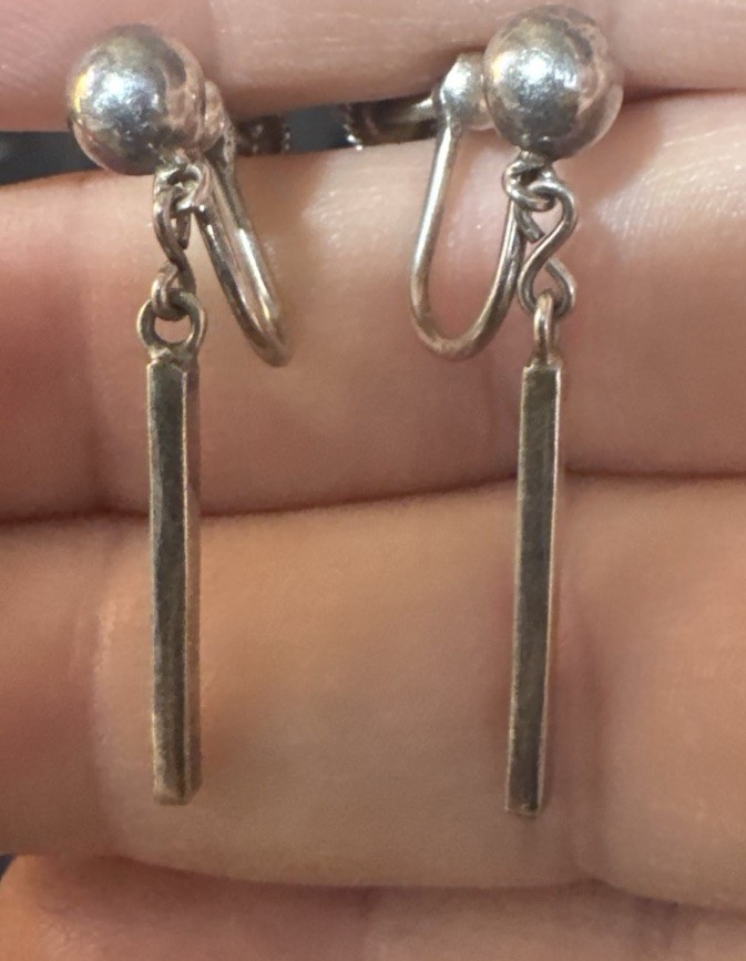 Vintage 925 Sterling Silver Dangle Ball Post Earrings 2″L