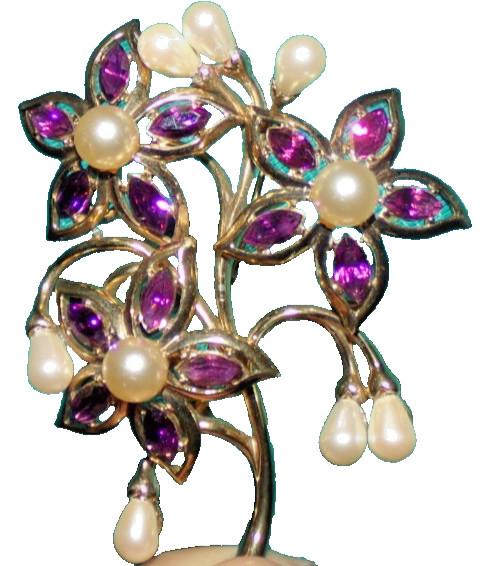 CROWN TRIFARI signed pin WITH JAW DROPPING STONES—HUGE!!