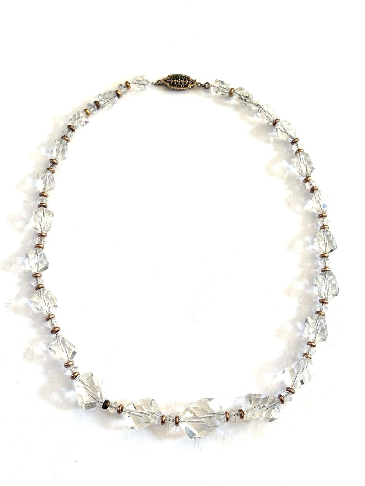 Vintage Art Deco Crystal/Faceted Glass Graduated Beaded Necklace Strung on Chain