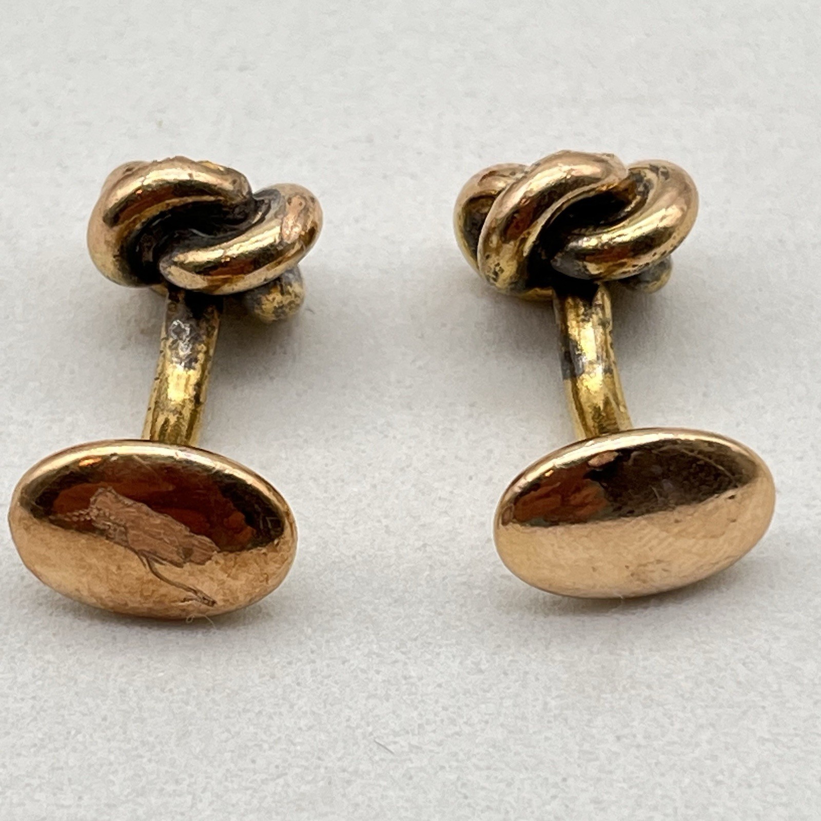 Vintage Love Knot Cufflinks Gold Plated Classic Set .75″