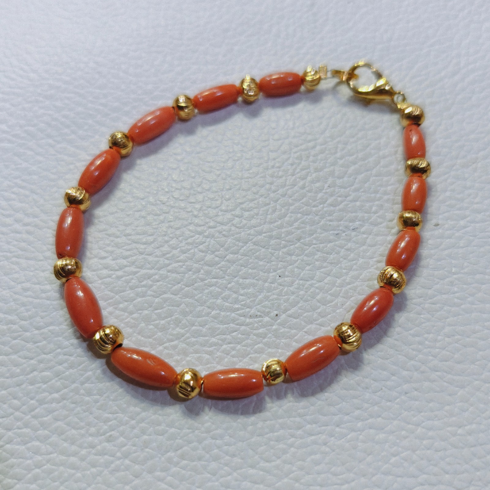 Natural Italy Coral Beads Bracelet Genuine OrangeCoral Handmade Gemstone Jewelry