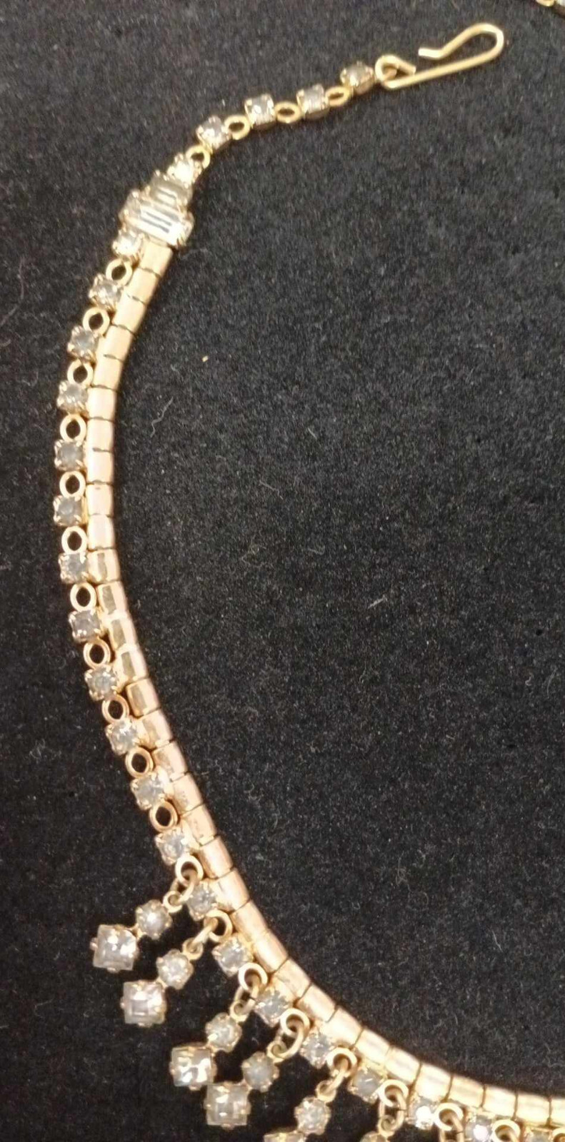 D’ERINI JEWELS Gold Tone Very Light Blue Rhinestone Choker Necklace Earrings