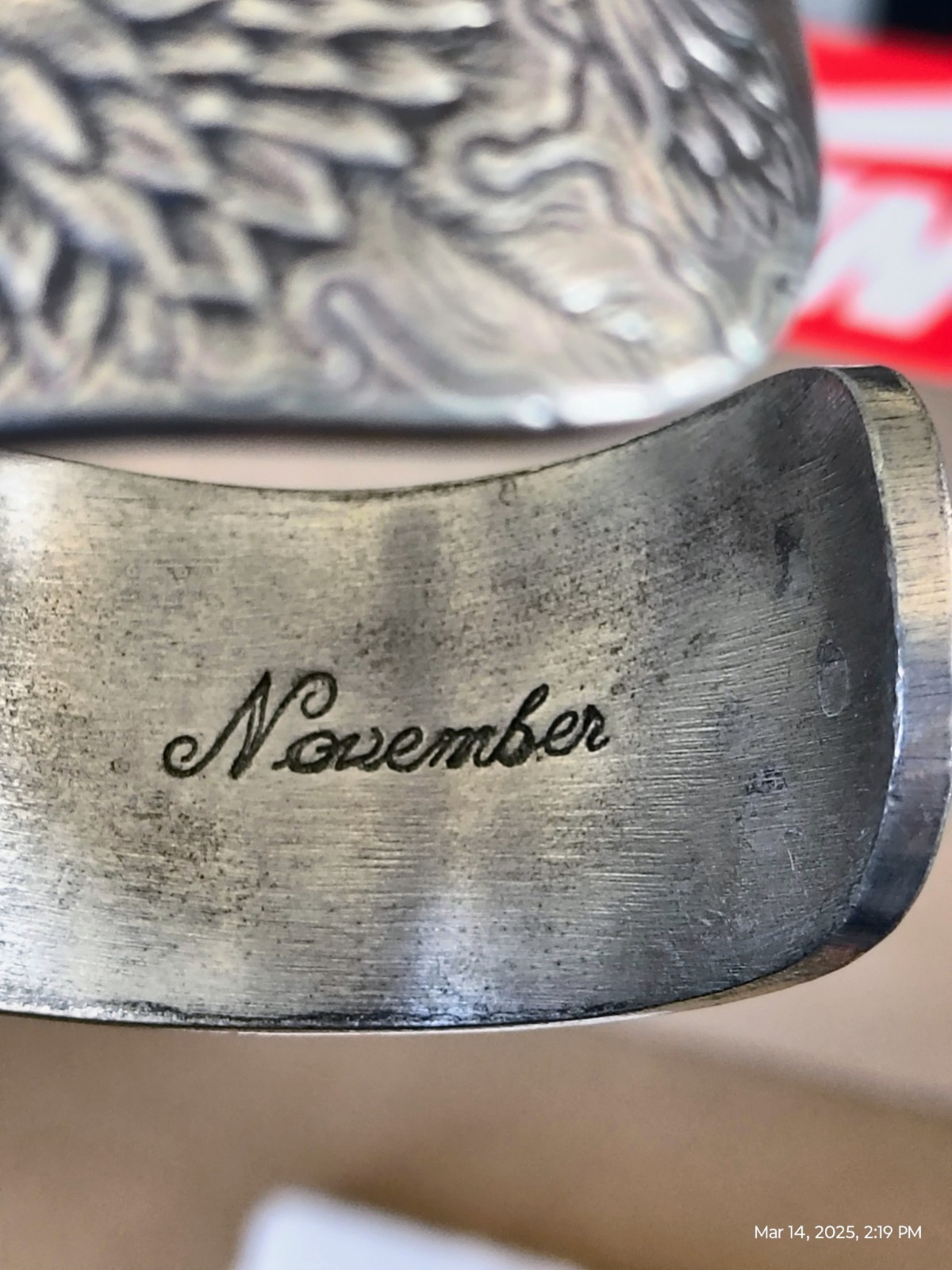 November flower pewter bracelet