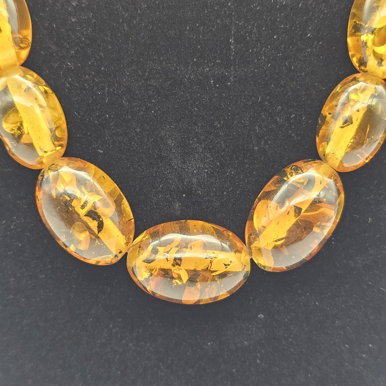 Vintage Baltic Amber Necklace Natural Honey Gold Beads 25″