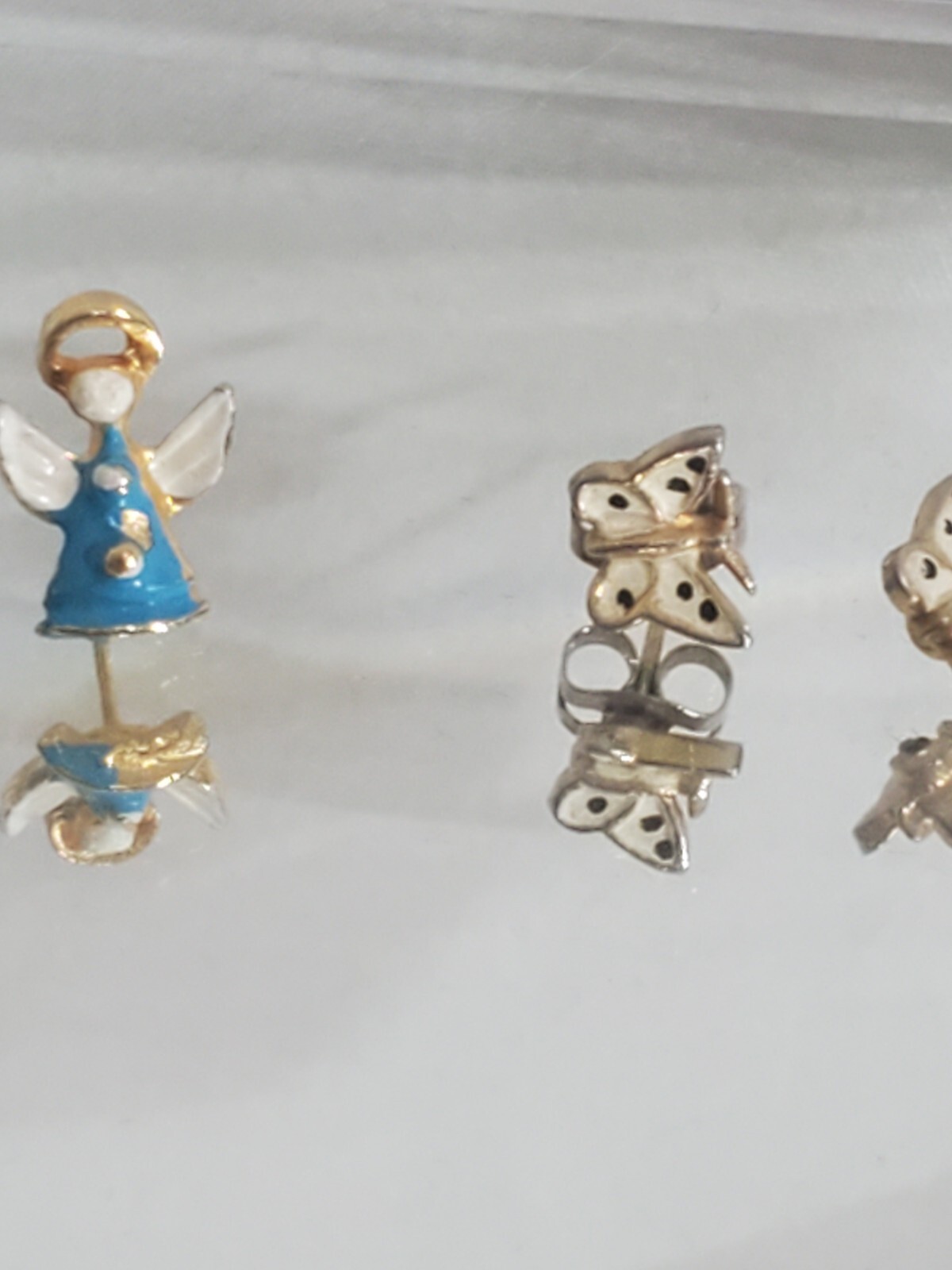 Vintage Earring Lot 16 pair miniature rose angel butterflies posts 60s 80s 90s