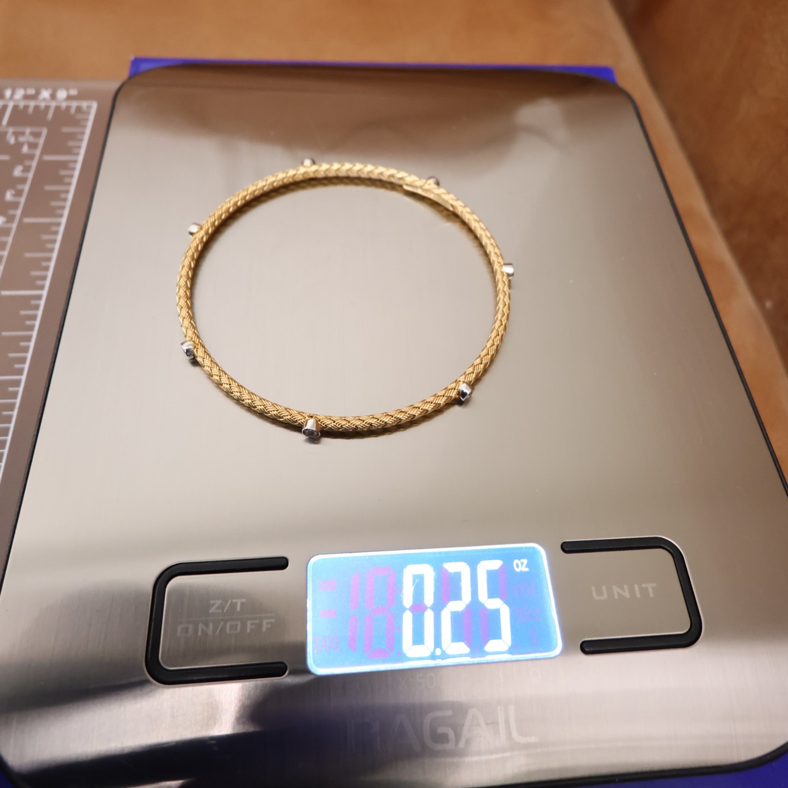 JCM Jewelry bracelet 18K yellow gold clad 925 sterling silver DMQ station 7.25in