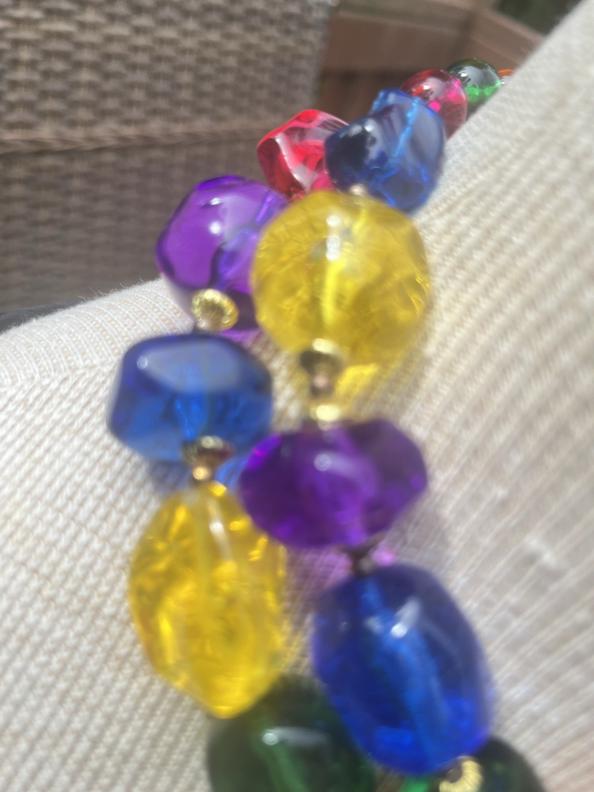 Vtg 1980’s Chunky Tacoa Graduated Lucite or Acrylic Colorful Beaded Necklace