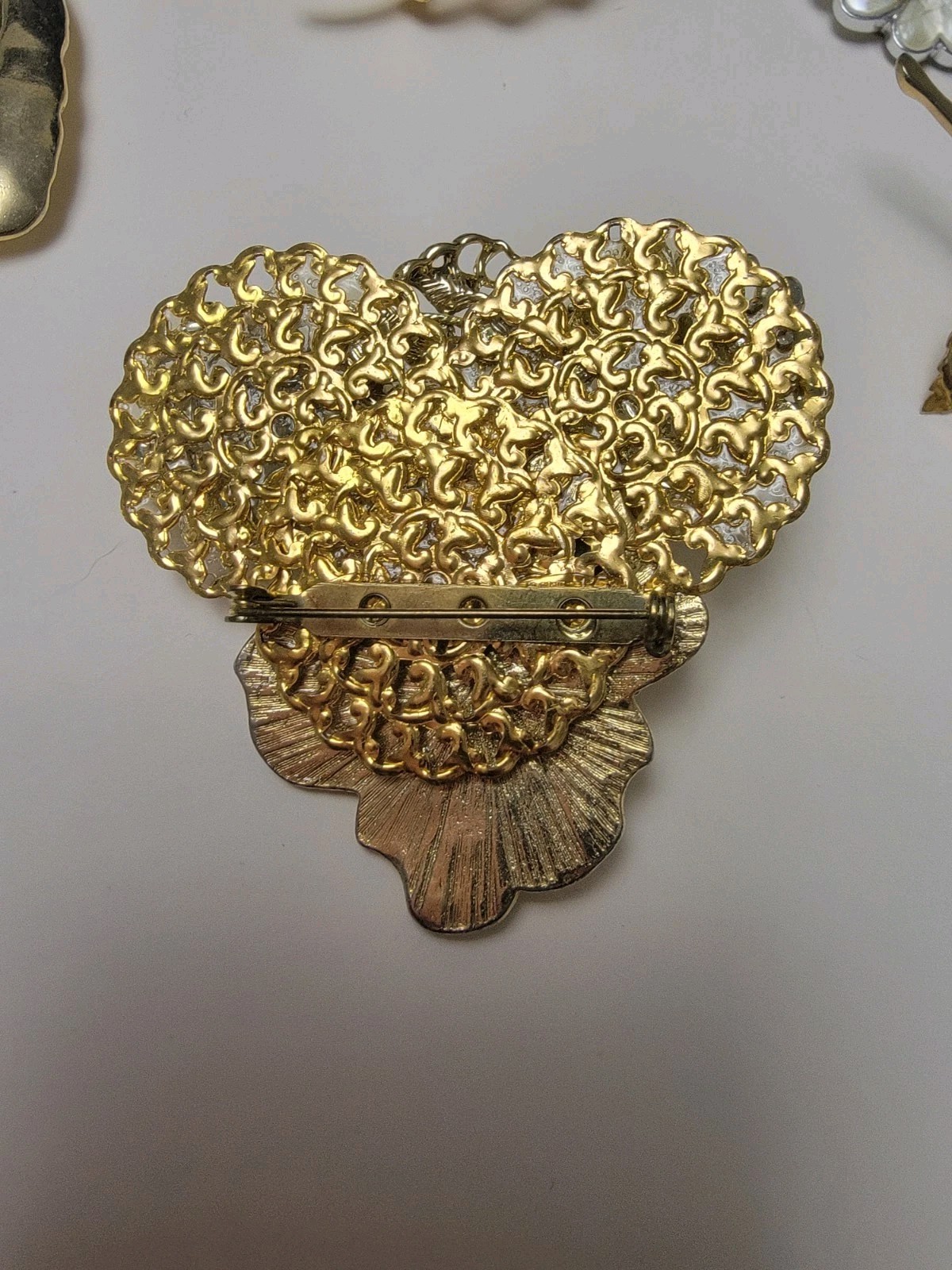 Lot of 5 Vintage Designer Costume Jewelry Brooches & Scarf Clip Signed