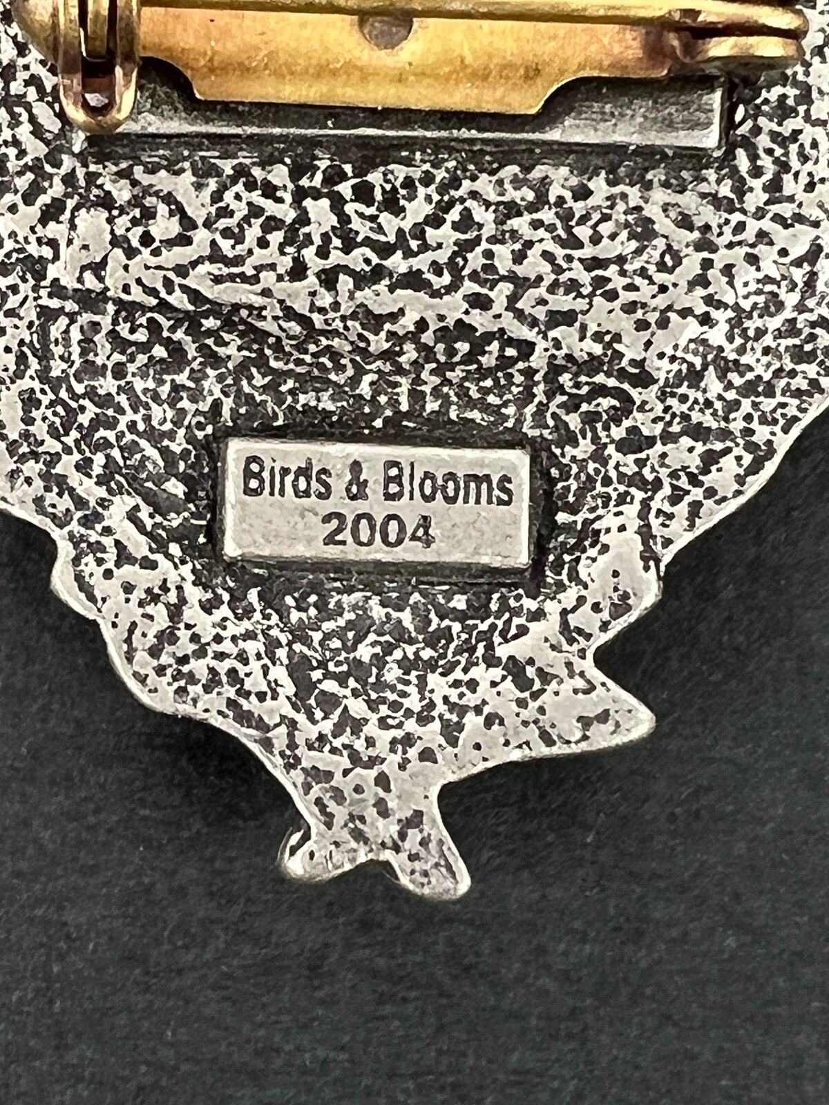 Vintage Lot of 2 Pewter BIRDS AND BLOOMS 2004 and CLIFT Birds Nest Pin Brooch
