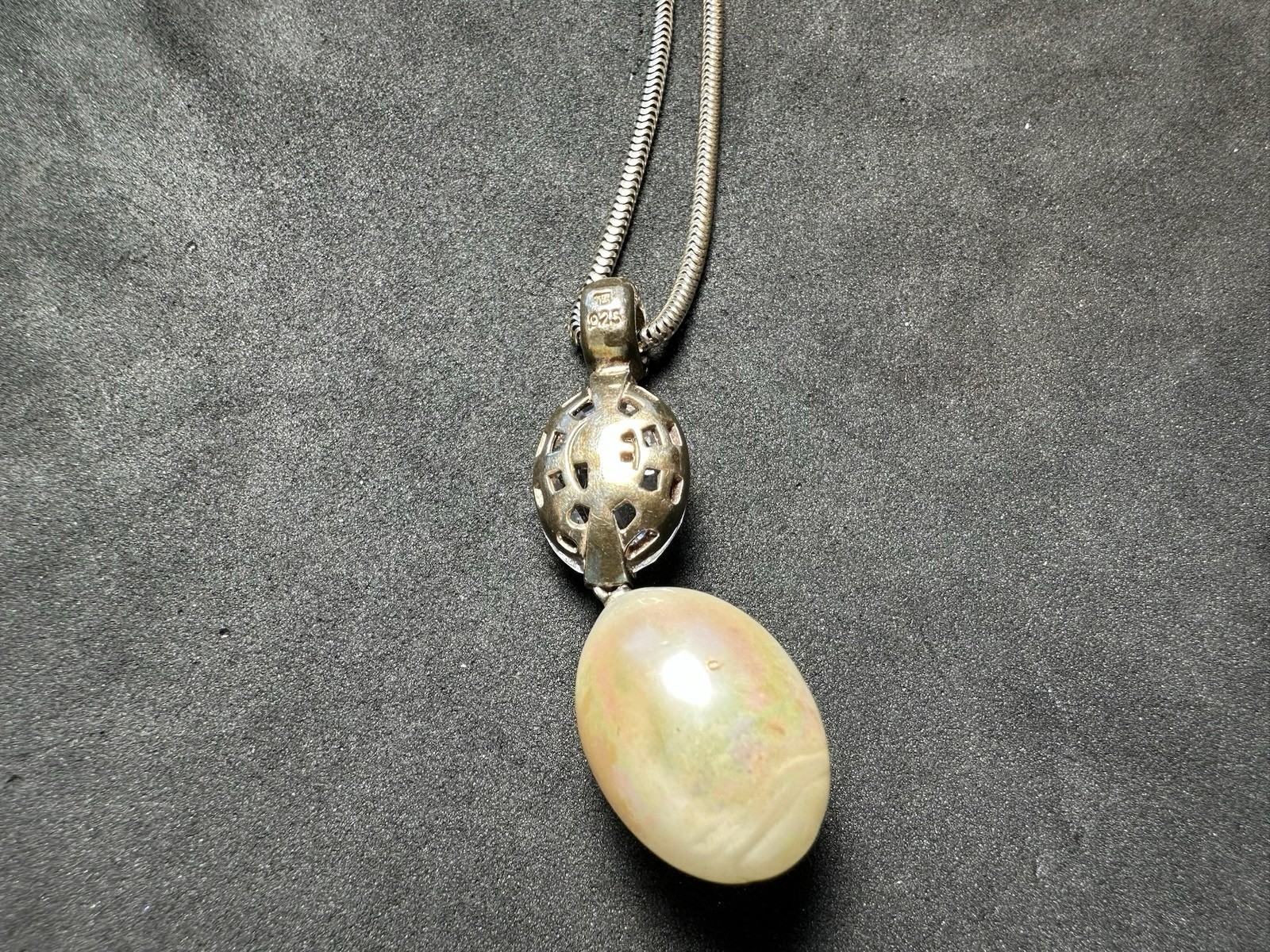 11.08g Vintage 925 Sterling Silver Faceted Drop Pendant Necklace M 16.5 in