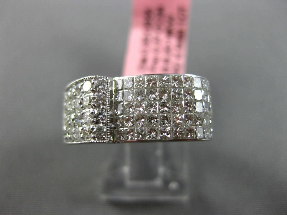 ESTATE WIDE 1.30CT DIAMOND 18KT WHITE GOLD 3D MULTI ROW MILGRAIN RING F/G VS/VVS