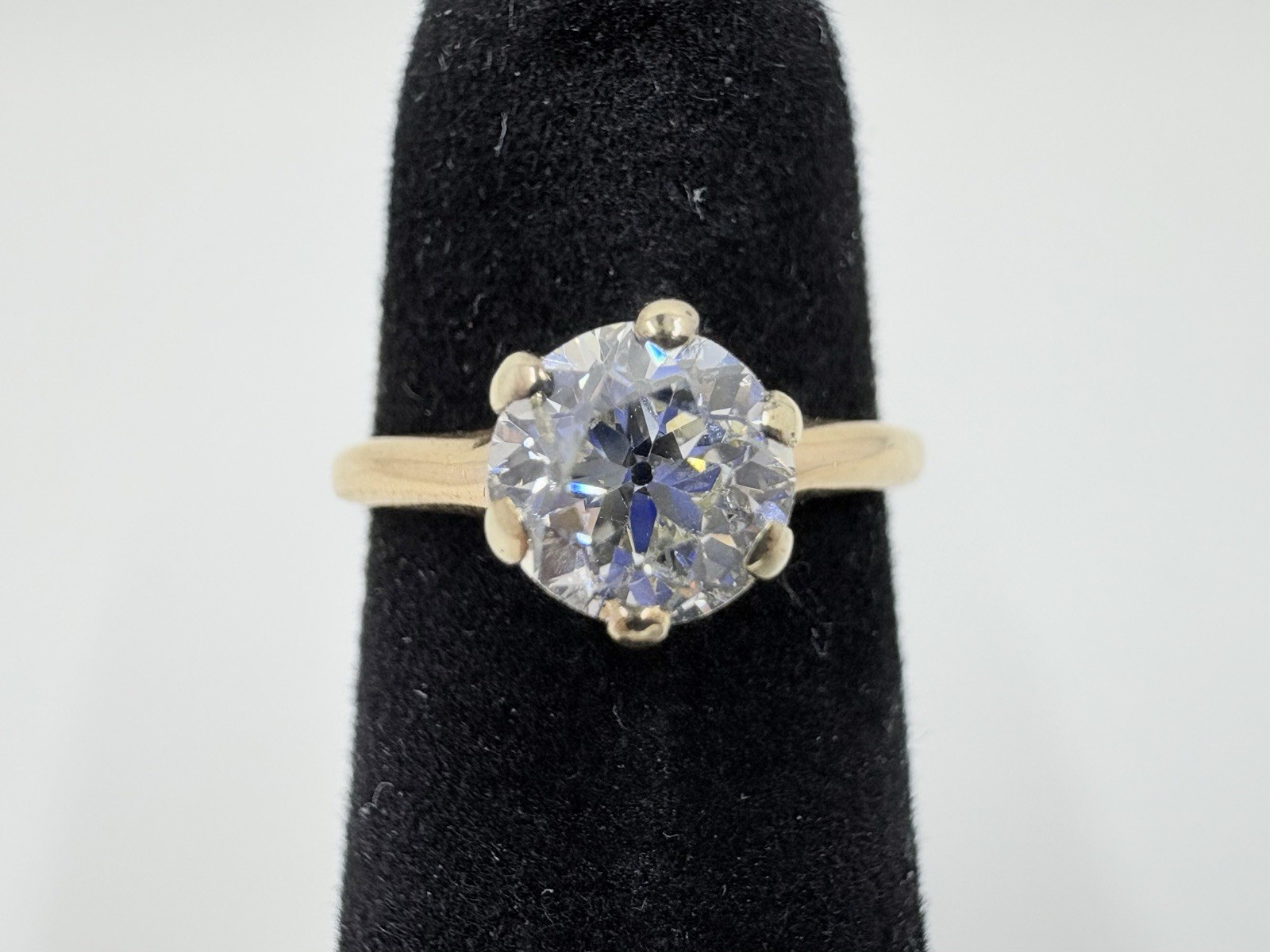Antique Vintage Old European Cut Natural Diamond Solitaire Ring 0.85 ct Size 4.5