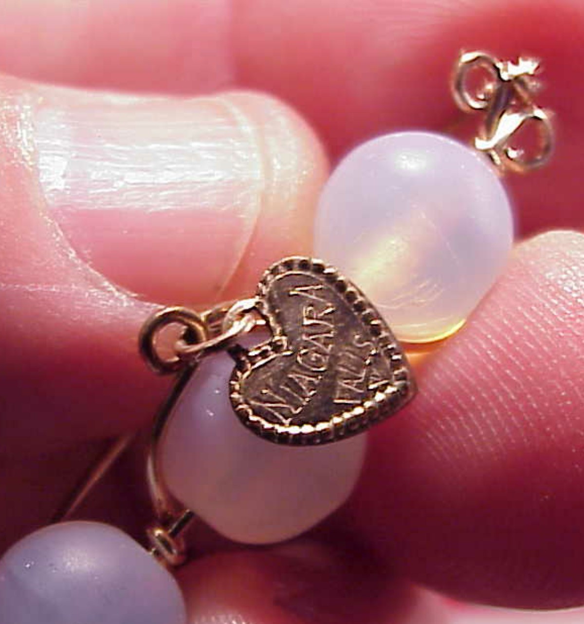 VINTAGE SOUVENIR NIAGARA FALLS MOONSTONE BROOCH PIN WIRE WRAP GOLD FILLED 2 INCH
