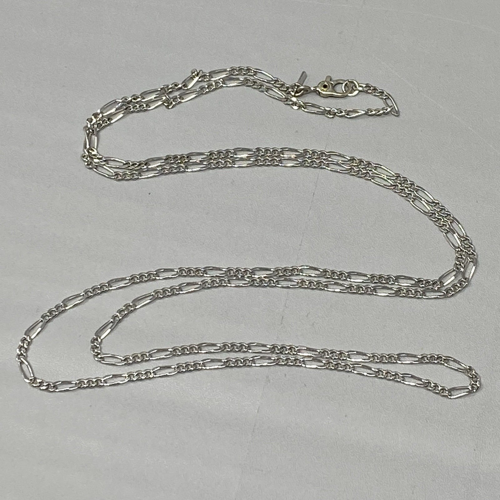 Monet Chain Necklace Figaro Links Silver Tone Long Sister Clasp Signed Retro 30″