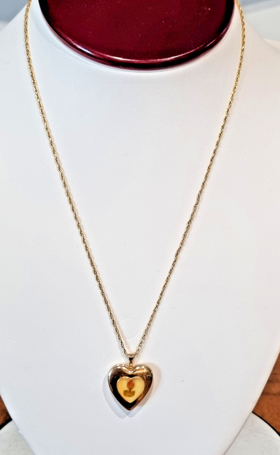 Vintage 14k Gold Filled Perpetual Real Rose bud Heart Locket Chain See Video