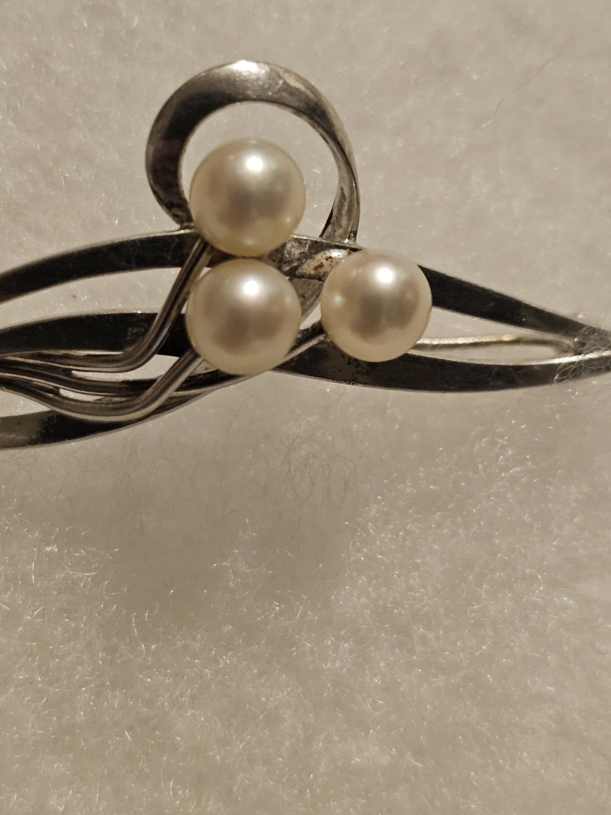 Mikimoto Sea Pearl Akoya sterling silver Brooch Japan,1980s, 3.9 g. Vintage.