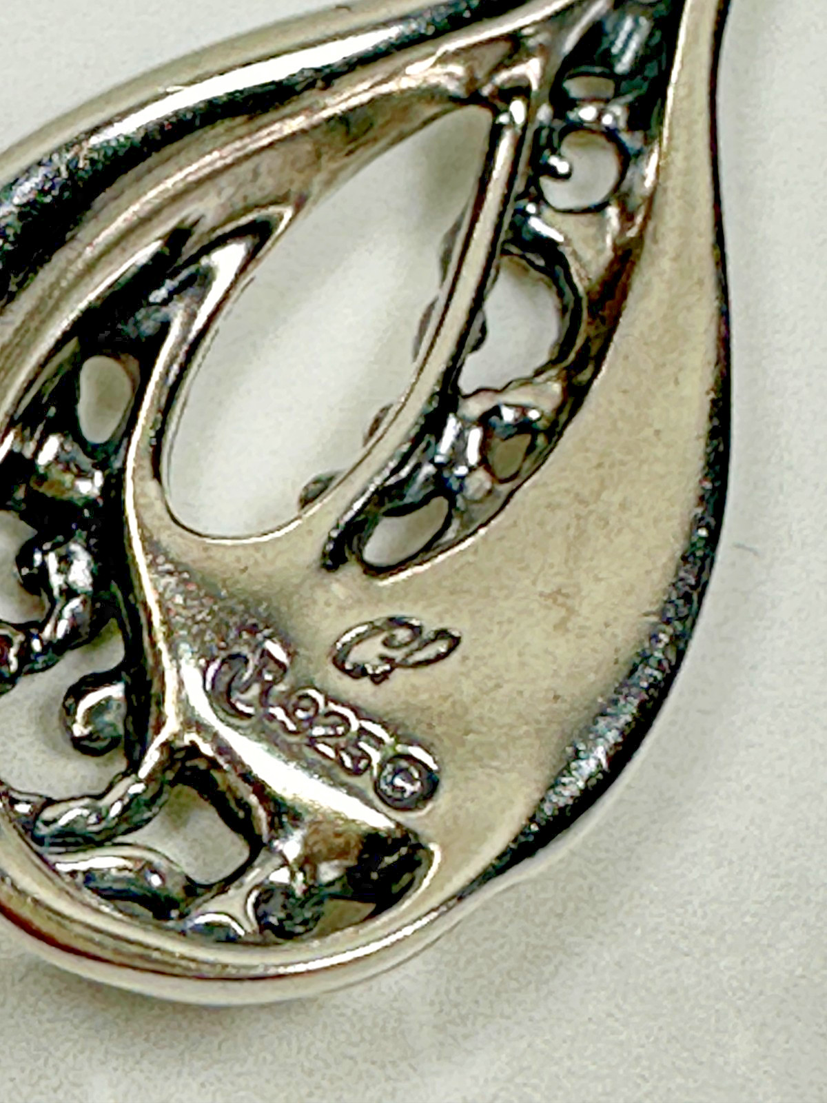 Carolyn Pollack Sterling Silver Scroll Work Teardrop Pendant – 925 – 1.25″ Long