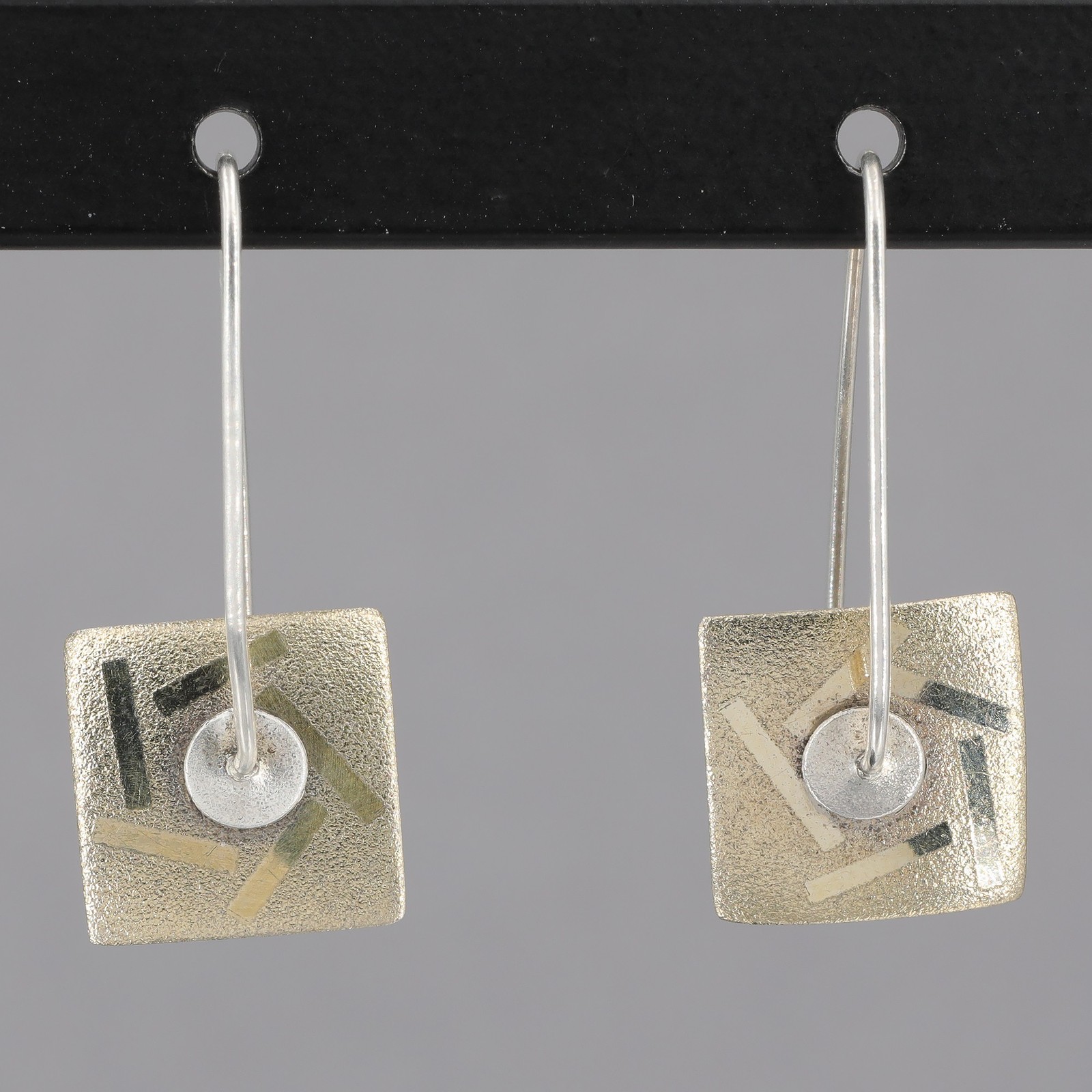 Vintage Lewis & Heubner Handcrafted Sterling Silver Modernist Kinetic Earrings