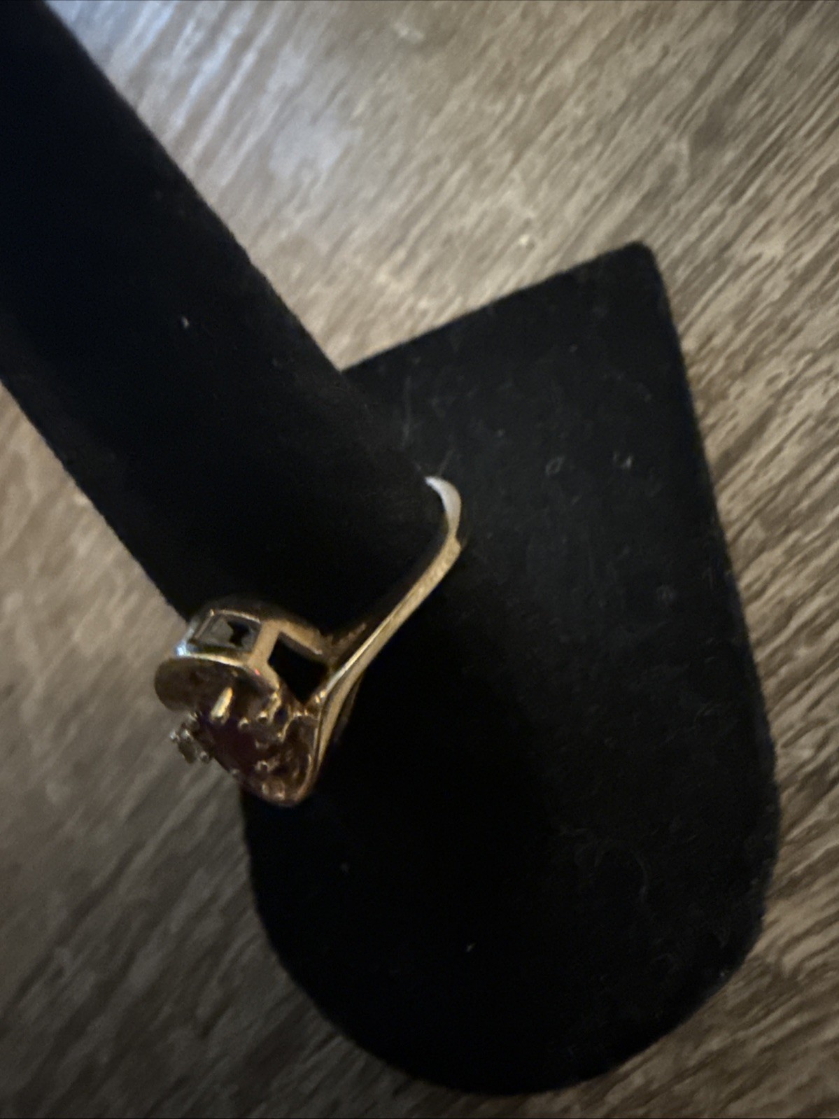 VINTAGE RUBY & DIAMOND 10K YELLOW GOLD RING SIZE 6 July Birthstone Band 0.35 CT