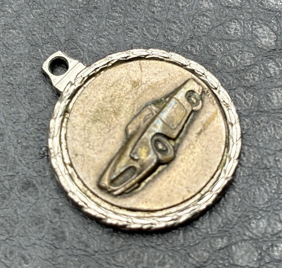 Vintage Italian Sports Car Convertible Charm Pendant Rope Border Fob