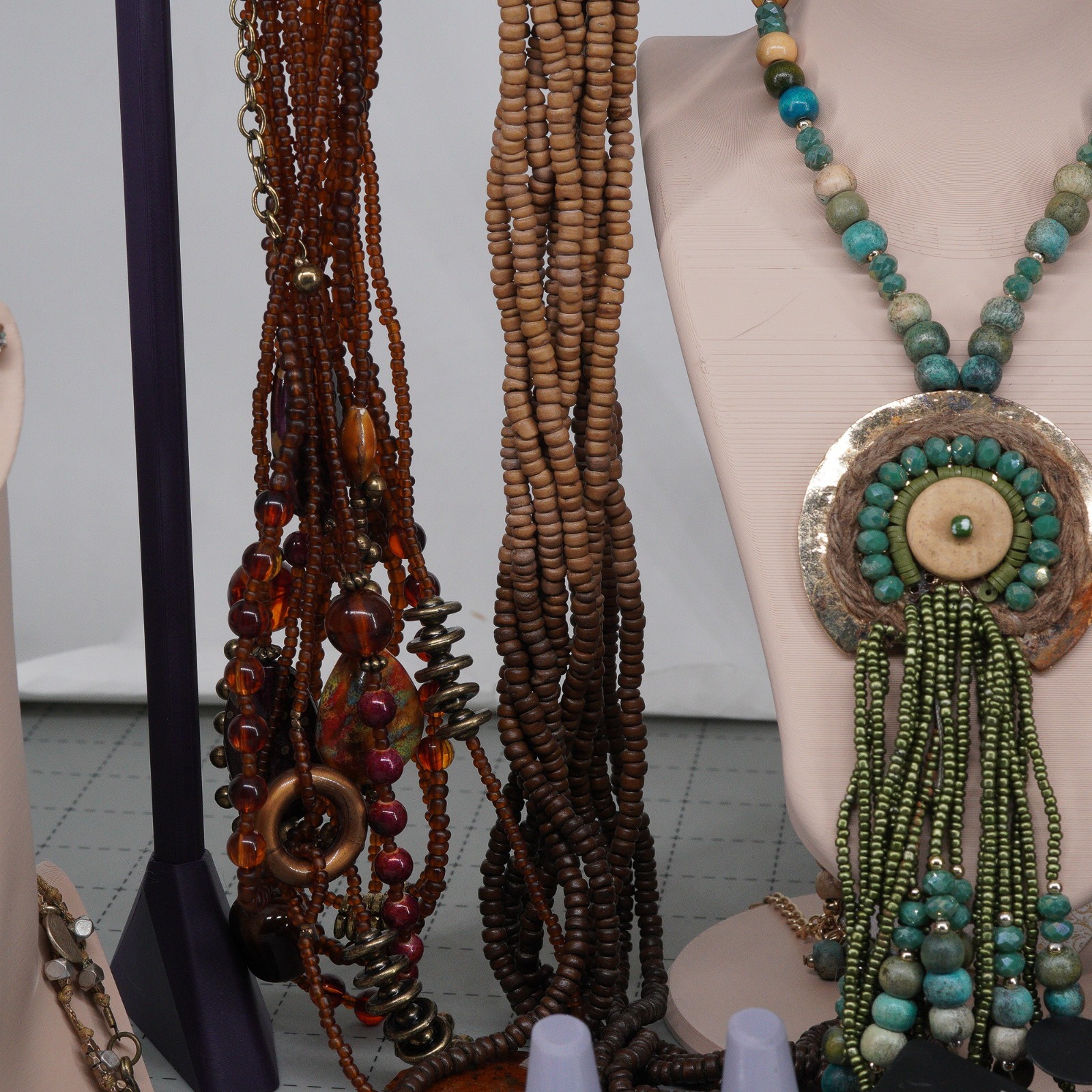 Boho Revival Jewelry bohemian Mix Layered Beads Leather wood beads & fringe 16pc