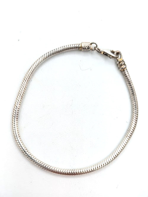 Vintage Charm Bracelet Sterling Silver Snake Chain Starter Bracelet 7.25″