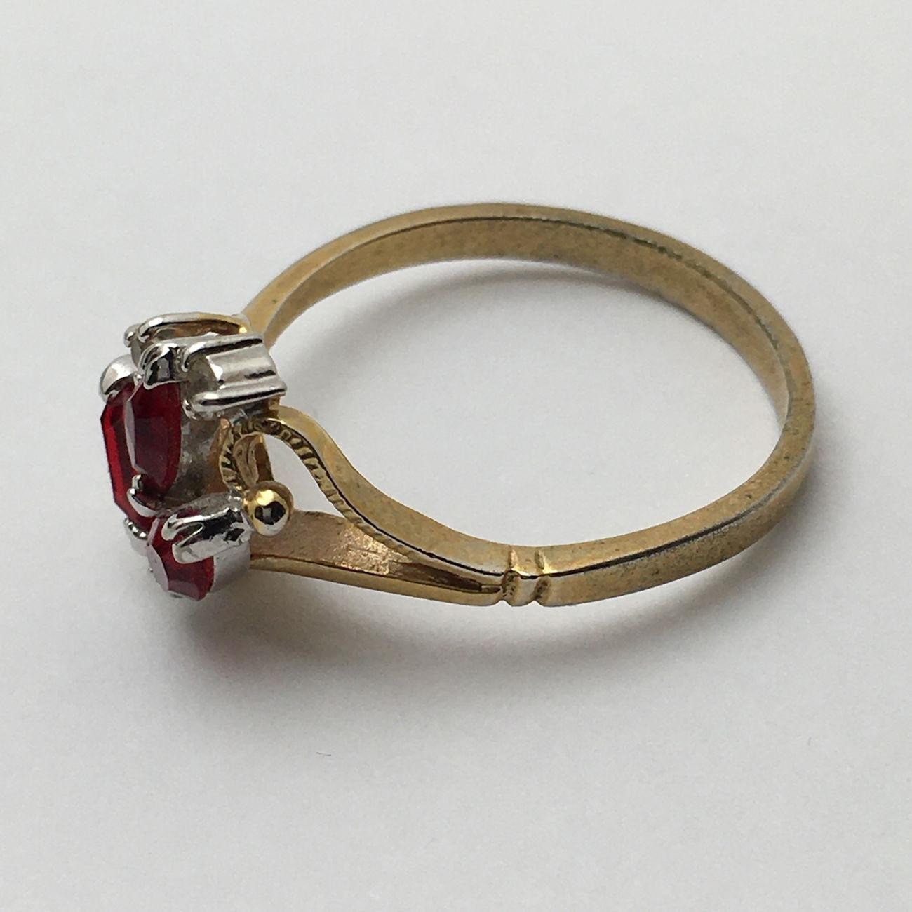 14k GE Gold Filled Red & Clear Stone Ring