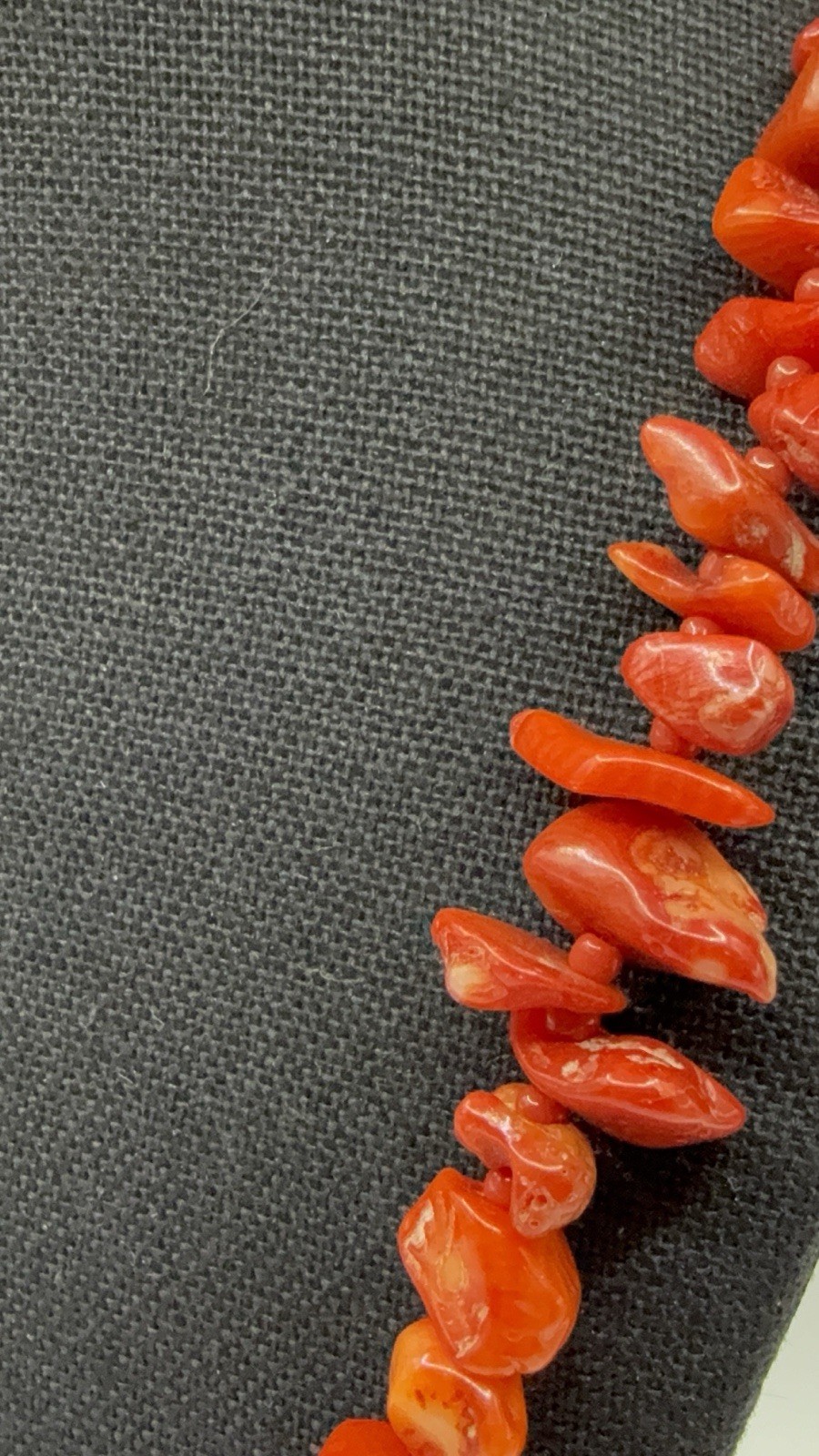 Genuine Natural Nugget Red Coral Bead necklace 22” Silver tone Clasp